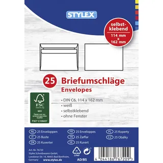 Stylex DIN Lang 25 St. Weiß 80 g/m2 selbstklebend
