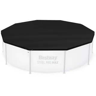 Bestway Flowclear PVC Pool Abdeckung Rund 3m für oberirdische Pools mit Ablauflöchern und sicheren Spannseilen Schwarz (nur Abdeckung)