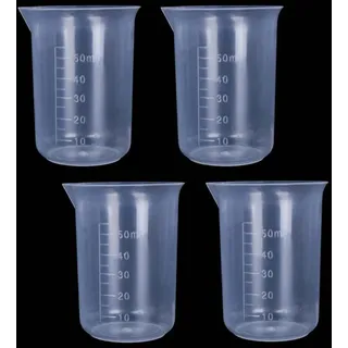 Messbecher Klein 50ml 4er Set PP Transparent 5ml Teilung V-Ausguss