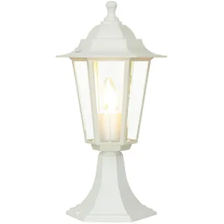 Licht-Erlebnisse Sockelleuchte Aluminium, Glas 40 cm hoch E27 1 Stück Weiß