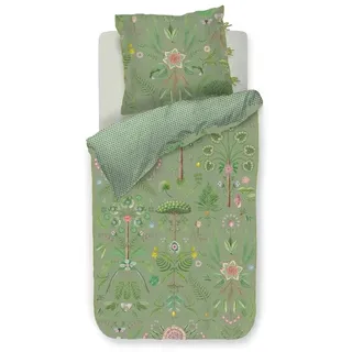 Pip Studio Bettwäsche Bamboleo Grün Perkal Blumen Blätter Wurzeln Baum Farne Tropisch, Größe:155 cm x 220 cm