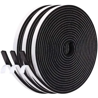 Joint-isolierung Fenster Schaumstoff Klebeband, 6mm X 3mm, 15m Gesamt, Mehrzweck-schalldämmung Zugluftstopper, Schwarz