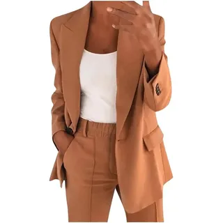 KIKI Blusenblazer Hosenanzug Damen Business Anzug Set 2-teilig Blazer Hose Outfit