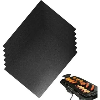 Famanu BBQ-Grillmat Set von 6 Stück, 40 x 30 cm, wiederverwendbare Antihaft-Grillfolie
