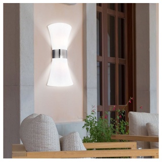 etc-shop Außen-Wandleuchte, Leuchtmittel inklusive, Warmweiß, LED Außen Wand Lampe Edelstahl Leuchte Garten Design Beleuchtung weiß