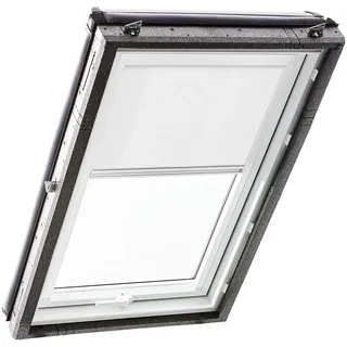Original Roto Rollo Exclusiv ZRE für Roto Dachfenster - Führungsschiene Weiß - Manuelle Bedienung - Tageslichtrollo für Baureihe Designo R4/R7 und Classic 43/73 - Größe 074/140 | 07/14 - Farbe Weiß