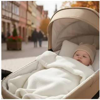Babydecke BOUCLÉ 60x75 cm Winter Babydecke für Kinderwagen & Bett Weich, Warm DB, BabyLux, DB_60x75_Ecru beige