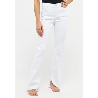 Bootcut-Jeans ANGELS "LENI SLIT FRINGE" Gr. 46, Länge 29, weiß (white) Damen Jeans Bootcut