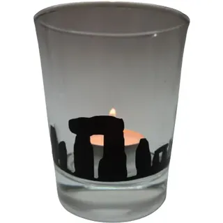 Teelicht Glas Windlicht print "Stonehedge" schwarz Ostern Handmade Dekoration