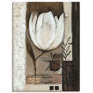 Wandbild ARTLAND "Braune Tulpen II" Bilder Gr. B/H: 60 cm x 80 cm, Leinwandbild Blumen Hochformat, 1 St., weiß Kunstdrucke als Leinwandbild, Wandaufkleber in verschied. Größen