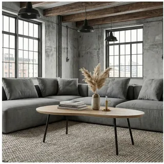 FineBuy Couchtisch Nierenform Weiß 122 x 36 cm