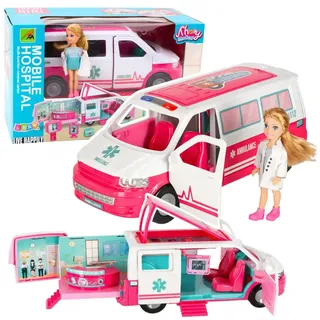 LEAN Toys Mobiles Krankenhaus, Krankenwagen, 2-in-1-Puppenarzt, medizinisches Zubehör