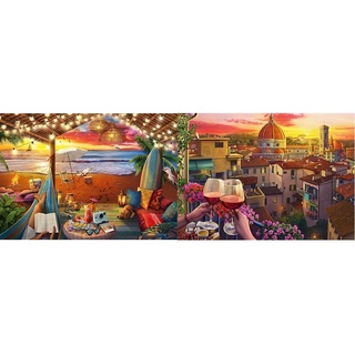 Ravensburger Puzzle 16795 - Sonnenuntergang am Strand - 500 Teile Puzzle für Erwachsene und Kinder ab 10 Jahren & Puzzle 16796 - Abendstimmung - 500 Teile Gold Edition