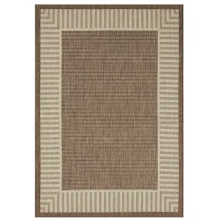 Vimoda Outdoorteppich In-und Outdoor Teppich Terrassen & Balkon Küche, Rechteckig, Läufer Outdoor Bordüre Motiiv in ver- Farben beige|schwarz Rechteckig | Ø 0 cm x 60 cm x 100 cm
