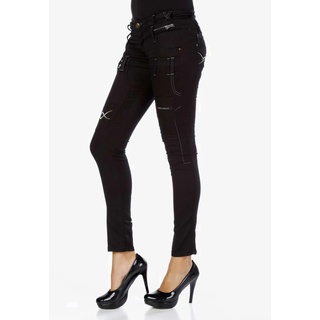 Slim-fit-Jeans CIPO & BAXX Gr. 27, Länge 32, schwarz Damen Jeans mit doppeltem Bund in Skinny Fit