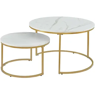 [en.casa] Christchurch Weiß/Gold Metall rund 80 x 45 cm