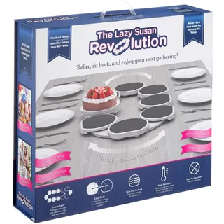 The Lazy Susan Revolution: Die erste patentierte Lazy Susan-Dreplatte für Lange rechteckige Tische. Erweiterbares-Set für Küchen- und Esstische. Tolles Geschenk! Spaß auf Partys und Versammlungen.