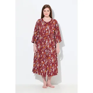 Ulla Popken Bademantel Bademantel Paisley Kimono-Form 3/4-Arm, lang, Materialmix braun|rot 42/44