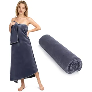 LIAILA Gebundener XXL Badetuch Groß 100x200 cm, Mikrofaser Saunatuch, Dunkelgrau Duschhandtuch, Saugstark Weich Badehandtuch Groß, Saunahandtuch 100x200, Saunatücher Ideal für Familie Hotel
