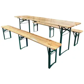 SVITA Bierzeltgarnitur, (Set), Klappbar, Biertisch und Bänke, Natur, Holz, Metall, Oktoberfest beige 220 cm