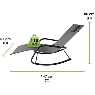 elbmöbel Gartenliege »ergonomische Liege Schaukelfunktion Sonnenliege Liegestuhl«, Sonnenliege, Gartenstuhl, mit Schwingfunktion grau