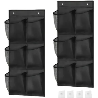 Nimblyne 2 Stück Schuhorganizer Hängend, 6 Große Masche Taschen Organizer über der Tür Schuhhalter Ohne Bohren Faltbarer Hängender Schuhaufbewahrung für Schrank Wohnmobil Schlafzimmer Wohnzimmer