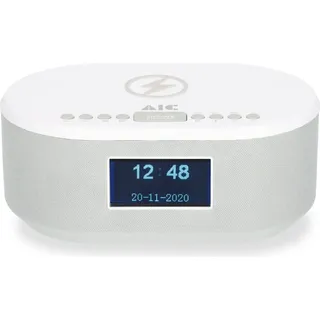 Radiowecker DAB mit Ladefunktion Bluetooth QI Funktion USB Dual Alarm AIC 18DAB - Weiß