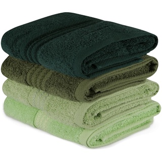 4-teiliges Handtuch-Set - hellgrün, olivgrün, grün und dunkelgrün