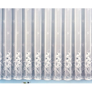 heimtexland Gardine Vorhang Jacquard Store mit Bleiband für schönen Fall weiß schönes Blumenmuster Allover mit Kräuselband/Universalschienenband HxB 220x300 cm für Fensterbreite 100-135 cm Typ43