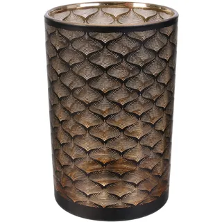 HOME DECO FACTORY HD9026 Aster Dekoobjekt, 20 cm, Vase, Glas, Schwarz/Kupfer, 12 x 12 x 20 cm