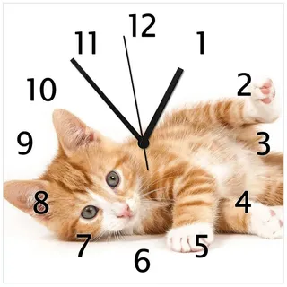 Wallario Süße Katze 30,0 cm 30 x 30 cm rot/weiß