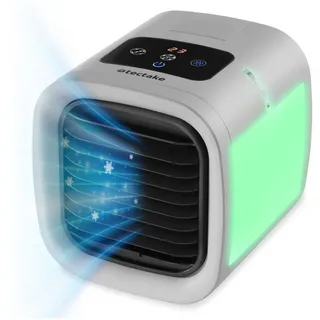 Tectake 3In1 Luftkühler Frosty 5 Geschwindigkeits und 2 Kühlstufen Seitliche Led Beleuchtung Mit 8 Farben Grau 17 x 16 50 x 18 cm Grau