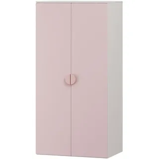 [en.casa] Kinderkleiderschrank Sandnes 123 x 60 x 40 cm Holznachbildung weiß rosa