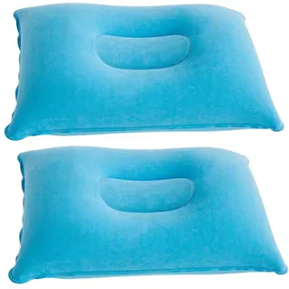EIHI 2 Stück 38x24cm Aufblasbares, outdoor kissen reisekissen, strandkissen, für Camping/Reise mit abnehmbarem Kissenbezug, ergonomisches Kissen, bequem, für Reisen/Outdoor, Himmelblau