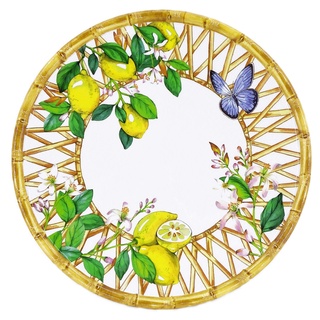 Les Jardins de la Comtesse - Großer flacher Teller aus Melamin – Capri – Ø 28 cm – gelbe Zitronen – Geschirr praktisch unzerbrechlich MelARTmine