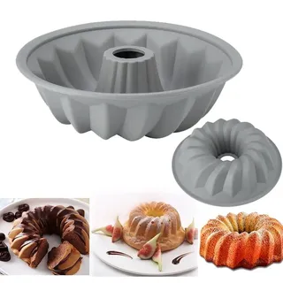 Silikon-Gugelhupfform - 20 cm mit Antihaftbeschichtung - Grau