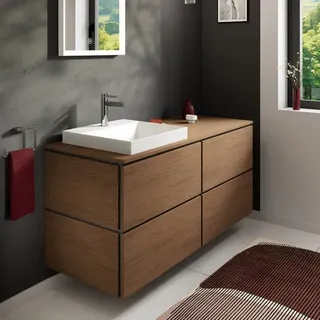 Hansgrohe Xilesa E Waschtischunterschrank 1375x550mm, 4 Schubkästen, ohne PushOpen, Eiche Kaschmir