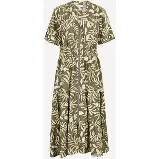 Apricot Tropical Leaf Zip-Down Midi Dress khaki 40