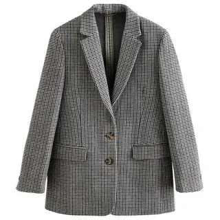 LAURA ASHLEY Jackenblazer Laura Ashley Wollblazer mit Hahnentrittmuster (1-tlg) braun 40 (GB: 12)