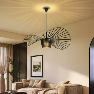 ZMH Pendelleuchte Esstisch Hängelampe Wohnzimmer 100CM Pendelampe E27 Esstischlampe Höhenverstellbar Hängeleuchte für Esszimmer Schwarz - Schwarz