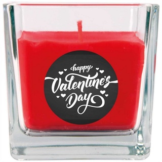 HS Candle Duftkerze (1-tlg), Valentinstag Geschenk - Kerze im Bonbon Glas mit vers. Valentinstag - Motiven und Größen schwarz Ø 8 cm x 8 cm x 8 cm