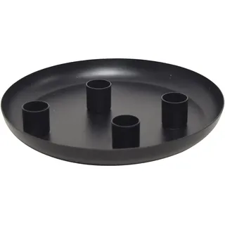 Tablett mit Stabkerzenhalter schwarz | Tablett Kerzentablett Adventskranz | 22cm