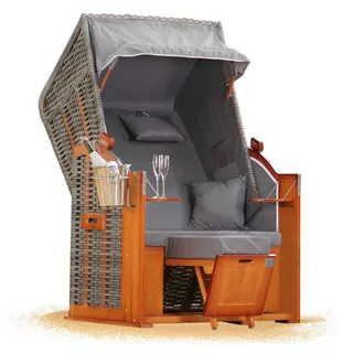 Strandkorb Hanse Ostsee 1 Sitzer Klassik 100cm breit - Volllieger bereits montiert inkl. Strandkorbrollen ideal für Zuhause, Balkon und Terrasse