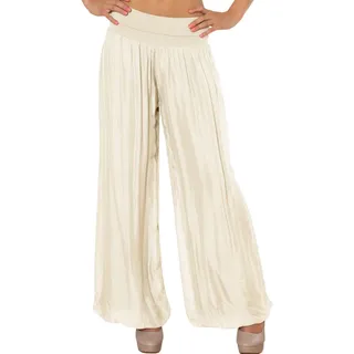 Caspar KHS010 Damen Elegante Lange Marlene Hose Hosenrock mit Seidenanteil und hohem Stretch Bund, Farbe:beige, Größe:S-M - S-M