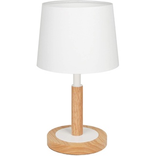 tomons Nachttischlampe Dimmbar aus Holz, Moderne Stil LED Tischlampe, Schreibtischlampe Retro für Schlafzimmer oder im Hotel oder Café - Weiß