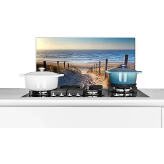 MuchoWow Küchenrückwand Sand - Strand - Düne - Meer - Sommer, (1-tlg), Rückwand Küche, Wandschutz, Deko, 70x30 cm bunt 70 cm x 30 cm