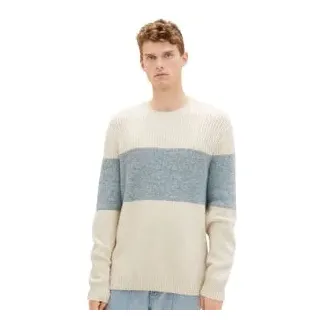 Tom Tailor Herren Rundhals Pullover STRUCTURED KNIT Regular Fit Grau Grün Beige Colorblock 34170 L