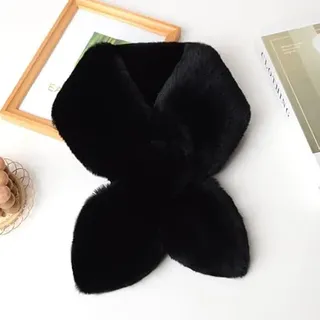 Winter Pelz Schal Damen,Kunstpelz Fell Schal Winter Halstuch Warm Pelzkragen Fellkragen Winter Schal Stola Wrap Halstuch Kragen Schal Flauschig Schlauchschal Pelzschal für Frauen Mädchen,Schwarz