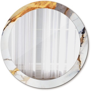 Tulup Runder Spiegel Wandspiegel Rund Designer-Spiegel Ø 80 cm Bedruckter Spiegel Wand - weiß marmor
