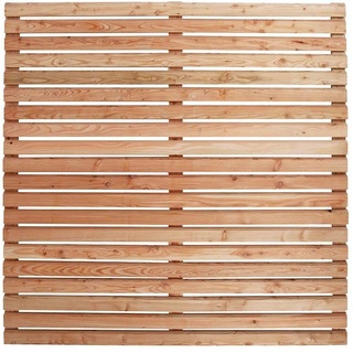 Mega-Holz Sichtschutzelement Sichtschutzzaun Rhombus Lärche - Set, (Sparset, 37-St., Set bestehend aus Sichtschutz, Pfosten & Flechtzaunhalter) 11,43 m x 180 cm